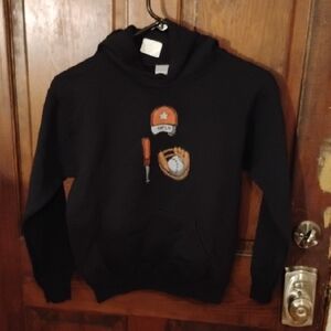 boys Black Baseball Graphic Hoodie